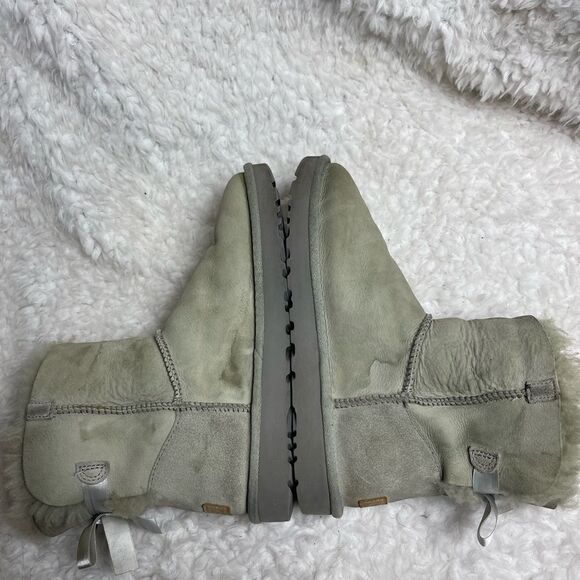 Ugg Baley short boots leather gray suede short boots with sheep skin lin… - Picture 8 of 12